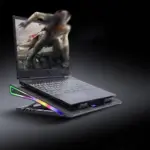 Laptop RGB Cooling Pad, Laptop Cooler, 2 USB Ports, Digital LED Display , Laptop Cooling Pad Stand with 1 Quiet Fan, Adjustable Hight ,  Suitable for 12-17.3 Inch Laptops, Black