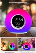 KISONLI Q6B RGB Touch Lamp Bluetooth Speaker – 5W Audio, 2400mAh Battery, Alarm Clock, FM Radio, TF Card Support, LCD Display, Warm/Color Light, White - Image 5