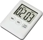 AURIOL Basic Digital Stop Watch Kitchen Timer with Large LCD Display, Portable Plastic Design, Interval Timing Function, Includes Battery – White - Image 2
