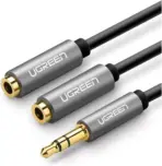 UGREEN 3.5mm Audio Splitter Cable 20cm Male to 2 Female – Nylon-Braided, Gold-Plated, Case-Friendly, Share Stereo Sound on Headphones, PC, Mobile, Tablet - Image 2