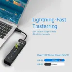 7-Port USB 3.0 Hub - USB Data Hub USB Splitter 7x USB 3.0 Hub with Long Cable 120 cm for Laptop, PC, MacBook, Mac Pro, Mac Mini, iMac, Surface Pro and More USB Devices - Image 2