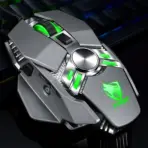 T-WOLF V10 Warrior RGB Gaming Mouse | 7 Programmable Buttons | 6400 DPI | Ergonomic | Built-in Weight Tuning | For E-Sports & Gamers | Silver