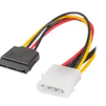 Molex Male to SATA Female Power Cable | 4-Pin to SATA Adapter | 6-Inch Flexible Power Connector | Connect Legacy Molex PSU to Modern SATA HDDs, SSDs & Optical Drives