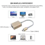 Type C USB-C to Female VGA Adapter Converter Cable , Supports HD , Plug and play - GOLD - Image 2