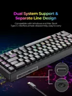 Havit KB874L 75% Compact Blended Light Red Switch Mechanical Keyboard With 67 Keys, 20 Lighting Modes, All Keys Roll-Over, USB Interface, 50M Key Life & Durable Dual-Color Molding | BLACK  - Image 6