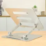 Foldable Tablet Bracket Stand | 360 Degree Rotating Portable Laptop Bracket | Hollow Heat Dissipation | Height Adjustable | FULL ALUMINUM | SILVER - Image 11