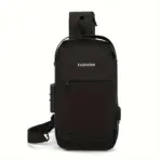 EZ EXP031 Black Sling Bag – Waterproof Crossbody Bag with USB Port, Multi-Pocket Design, iPad Compartment – Travel, Work, Hiking