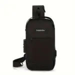 EZ EXP031 Black Sling Bag – Waterproof Crossbody Bag with USB Port, Multi-Pocket Design, iPad Compartment – Travel, Work, Hiking