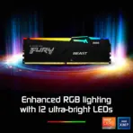 Kingston Fury Beast RGB 16GB DDR5 RGB Desktop Memory Single Module , 6400MT/s Speed, CL32 1.4V DIMM , Intel XMP 3.0 and AMD EXPO, Aluminum Heat Spreader | Black ~ KF564C32BBEA-16 - Image 2