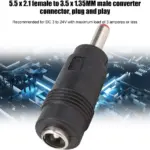 Mini Power Adapters - 3 to 24V DC 5.5 x 2.1 Female to 3.5 x 1.35mm DC Male Adapter Connector Adapter Converter Audio Video Router Power Converter Black, default