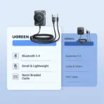 UGREEN Bluetooth 5.4 Aux Car Adapter With Enhanced Connection, Noise Cancellation, Nylon Braided Cable, Plug & Play For Hands-Free Calls, Stereo Audio, Dual Device Pairing - Image 2