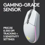 Logitech G G102 Light Sync | Wired Gaming Mouse, 8000 DPI, 6 Programmable Buttons, LIGHTSYNC RGB, Mechanical Button Tensioning, Customizable via G HUB – White - Image 6