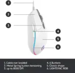Logitech G G102 Light Sync | Wired Gaming Mouse, 8000 DPI, 6 Programmable Buttons, LIGHTSYNC RGB, Mechanical Button Tensioning, Customizable via G HUB – White - Image 7