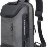 EZ EXP033 SLING BAG: Lightweight Polyester, Anti-Theft Lock, USB Port, Adjustable Strap, Hidden Pockets, Fits 9.7” iPad – Perfect for Travel, Outdoor & Urban Use | GREY-BLACK