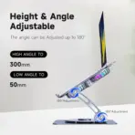 N82 Laptop Cooler with Dual RGB Fans & 360° Rotating Base – Foldable Stand for 12"-15.9" Laptops, Aluminum + Silicone + ABS - Image 7
