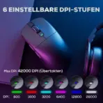 RK ROYAL KLUDGE M3 Wireless Gaming Mouse Huannuo Dark Night 30,000 DPI PAW3950 Sensor, 47g Lightweight, 8000Hz Polling, 5 Programmable Buttons, Tri-Mode Wired/2.4G/BT - Image 6