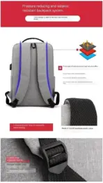 Laptop Backpack - for Tablets & Laptops up to 15.6" - Waterproof - Electronics Protection  - Scratchproof - Travel Friendly - Organized Compartments - USB Charge Port - Slim Casual Business Design - Heavy Duty - 42 x 12 x 30 cm - DENIM BLUE - Image 12