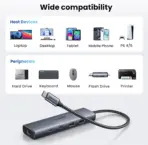 UGREEN 6‑in‑1 USB‑C Hub (Model 45320 CM512) – 10 Gbps USB‑C & USB‑A, 100 W Power Delivery, Gigabit Ethernet, SD/TF Card Slots – Space Grey - Image 4