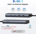 UGREEN 6‑in‑1 USB‑C Hub (Model 45320 CM512) – 10 Gbps USB‑C & USB‑A, 100 W Power Delivery, Gigabit Ethernet, SD/TF Card Slots – Space Grey