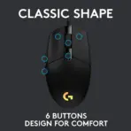 Logitech G102 Light Sync Gaming Wired Mouse RGB Lighting, 6 Programmable Buttons, 8 k dpi Tracking,16.8mn Color, Light Weight - Black - Image 8
