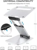 N19-2 Aluminum Sit-to-Stand Adjustable Laptop Stand – Ergonomic, Heavy-Duty Riser for 10"-17" Laptops with 22lbs Load Capacity - Image 5
