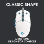 Logitech G G102 Light Sync | Wired Gaming Mouse, 8000 DPI, 6 Programmable Buttons, LIGHTSYNC RGB, Mechanical Button Tensioning, Customizable via G HUB – White - Image 8