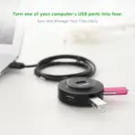 UGREEN USB 2.0 Hub 4 Ports 20277 Black – 480Mbps Transfer, Micro USB Power, LED Indicator, 1M Cable, Supports 10TB HDD, Plug & Play, Overload Protection - Image 3