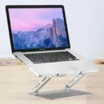 Aluminum Laptop or Tablet Stand with Cooling Fan & 2 USB Ports | Flat Foldable & Portable | Hight Adjustable | Angle Tilt | Silver - Image 2