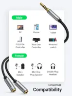 UGREEN Headphone Splitter 3.5mm 2 Female to 1 Male Mic and Audio Y Splitter TRRS Headset Adapter Cable Stereo Compatible with Laptop PS4 Xbox PC Phone Tablet Gaming | UGREEN-30620 - Image 9