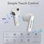 Black Shark T11 Wireless Gaming Earbuds Bluetooth 5.3 with RGB Lighting, Low Latency Mode, 13mm Drivers, 30H Battery, IPX67 Water Resistance, White - Image 4