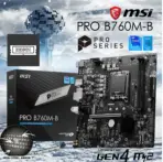 MSI PRO B760M-B DDR5 mATX Motherboard , LGA 1700 Support Intel® Core™ 14th/ 13th/ 12th Gen Processors , PCIe 4.0, Lightning Gen4 x4 M.2 , 2.5G LAN , Steel Armor , Dual Channel DDR5 6400+MHz (OC)   | 1 YEAR WARRANTY