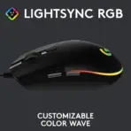 Logitech G102 Light Sync Gaming Wired Mouse RGB Lighting, 6 Programmable Buttons, 8 k dpi Tracking,16.8mn Color, Light Weight - Black