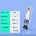 10GBase-SR SFP+ Transceiver, 850nm MMF, up to 300 Meters, Compatible with Cisco SFP-10G-SR, Meraki MA-SFP-10GB-SR, Ubiquiti UniFi UF-MM-10G, D-Link, Mikrotik, Netgear, TP-Link ... 1Pcs - Image 6
