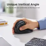 UGREEN MU008 Vertical Mouse – Wireless Ergonomic 57° Design, Bluetooth + 2.4G, 4000DPI, 5 Buttons, Noise-Reducing – For PC, Laptop & Tablet - Black - Image 4