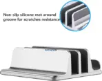 N17-2 4-Slot Vertical Laptop Stand – Space-Saving Aluminum Holder for Laptops & Tablets, Durable & Protective, Silver Finish - Image 4