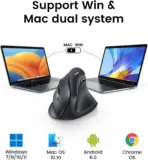 UGREEN MU008 Vertical Mouse – Wireless Ergonomic 57° Design, Bluetooth + 2.4G, 4000DPI, 5 Buttons, Noise-Reducing – For PC, Laptop & Tablet - Black - Image 5