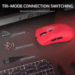ATTACK SHARK R1 Wireless Gaming Mouse 59g Superlight, PixArt PAW3311 18,000 DPI Sensor, Tri-Mode Wired/2.4G/BT5.2, 65-Hour Battery, 1000Hz, Red - Image 4