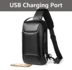 EZ EXP035 SLING BAG: Waterproof Carbon Fiber Build, Anti-Theft Lock, USB Port, Multi-Compartment Design, Fits 7.9" iPad – Ideal for Hiking, Travel & Daily Use | BLACK - Image 2