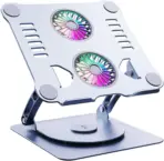 N82 Laptop Cooler with Dual RGB Fans & 360° Rotating Base – Foldable Stand for 12"-15.9" Laptops, Aluminum + Silicone + ABS - Image 2