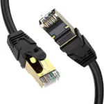 Cat8 Patch Cable 1.5M Black Bare Copper 26AWG Shielded RJ45 40Gbps 2000MHz High-Speed LAN Cord Indoor Outdoor Gaming PC Router Xbox