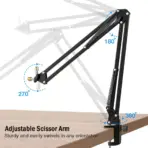 FIFINE CS1 Scissor Boom Arm Mic Stand – Black, Metal Suspension Arm with Heavy-Duty Clamp, 3/8"-5/8" Adapter, Foldable, Adjustable for Gaming, Studio & Streaming - Image 3