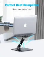 N86 Adjustable Foldable Laptop Stand – Fits 10"-16", Heat Dissipation, Portable, Max Load 4kg, Height Adjustable (30–190mm), Aluminum Alloy, Silver - Image 2