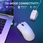 ATTACK SHARK X11 Tri-Mode Wireless Gaming Mouse – 62g Ultra-Light, 22000 DPI PAW3311 Sensor, RGB Dock, Ergonomic, 65h Battery, Programmable | White - Image 9