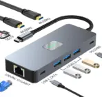 BYL 10-in-1 USB C Docking Station With Dual 4K HDMI, 100W PD Charging, 5Gbps USB 3.0, Gigabit Ethernet, SD/TF Reader, Metal Build, Plug & Play For Laptops & Smartphones - Image 3