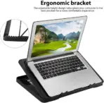 Cooling Pad Gaming Laptop Cooler, Notebook Cooling Pad | Supports 12" to 16" Laptops , 2 USB Ports - 5 Fans with LED , Light Weight Slim Cooler - Image 5