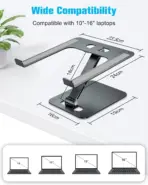 N86 Adjustable Foldable Laptop Stand – Fits 10"-16", Heat Dissipation, Portable, Max Load 4kg, Height Adjustable (30–190mm), Aluminum Alloy, Silver - Image 3