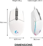Logitech G G102 Light Sync | Wired Gaming Mouse, 8000 DPI, 6 Programmable Buttons, LIGHTSYNC RGB, Mechanical Button Tensioning, Customizable via G HUB – White - Image 3