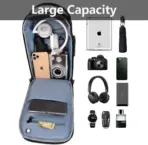 EZ EXP035 SLING BAG: Waterproof Carbon Fiber Build, Anti-Theft Lock, USB Port, Multi-Compartment Design, Fits 7.9" iPad – Ideal for Hiking, Travel & Daily Use | BLACK - Image 4