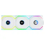 Lian Li UNI Fan SL LCD Wireless 120mm ARGB Fan - Triple Pack - 1.6" LCD -  2.4 GHz Wireless Signal for RGB & Fan Control - Daisy-Chain Design - Controller Included and Required - White (12SLLCD1W3W)