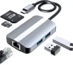BYL 5-in-1 USB-C Hub With RJ45 Ethernet, USB 3.0 5Gbps, USB 2.0, SD/TF Card Reader, Plug & Play, Compact & Portable For MacBook & Type-C Laptops - Image 6